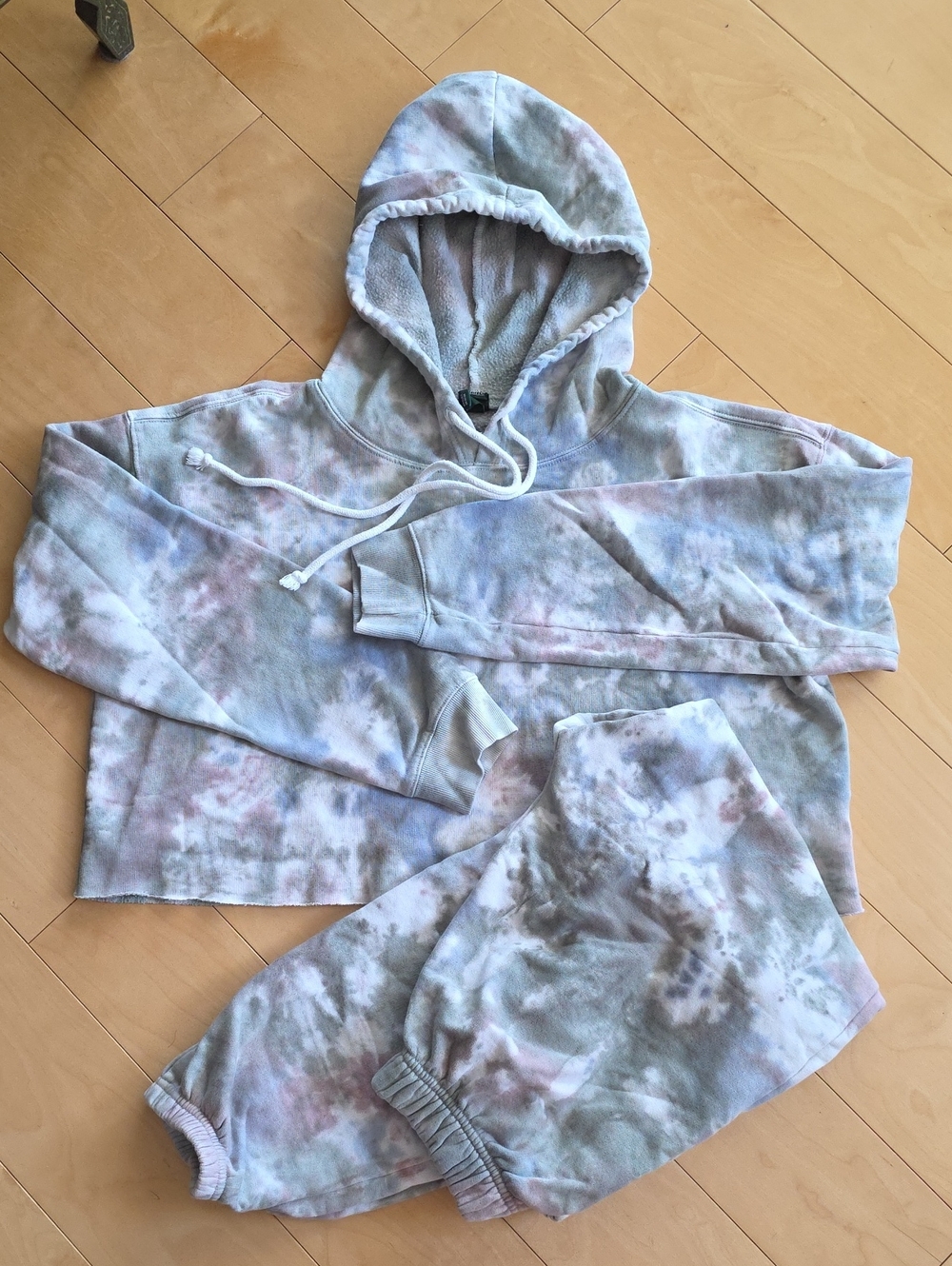 wild fable Pastel Tie-Dye Hooded Sweat Set - Mint, Pink Baby Blue